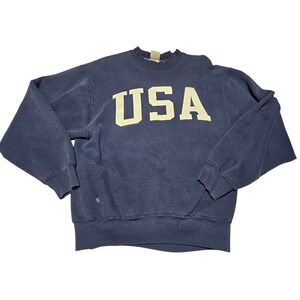 Vintage USA Crewneck Sweatshirt 90s Americana Sportswear Faded Navy Men's Medium